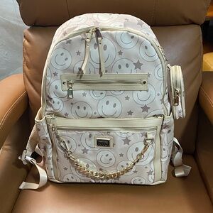 Stylish Beige Backpack with Smiley Design NWT